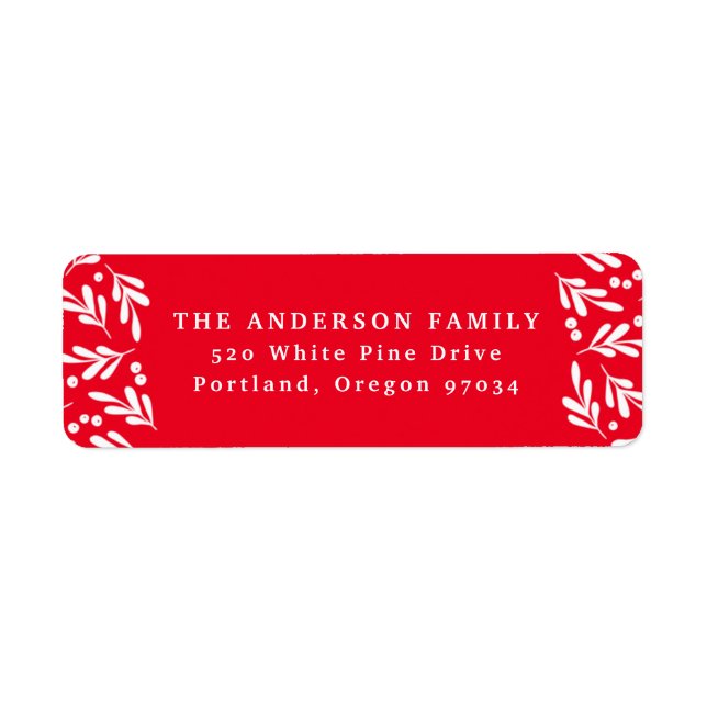 Etiqueta Berries Red and White Holly | Endereço de Férias (Frente)