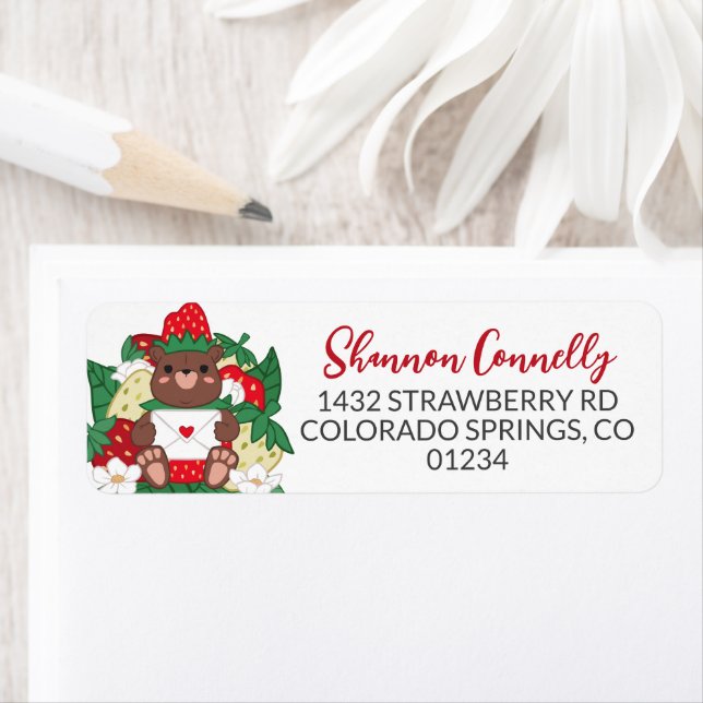 Etiqueta Berry Sweet Baby Red Strawberry Cub Endereço (Insitu)
