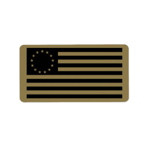 Etiqueta Betsy Ross Flag, Black Line Art