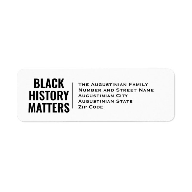 Etiqueta BHM BLACK HISTORY MATTERS Return Address (Endereço (Frente)