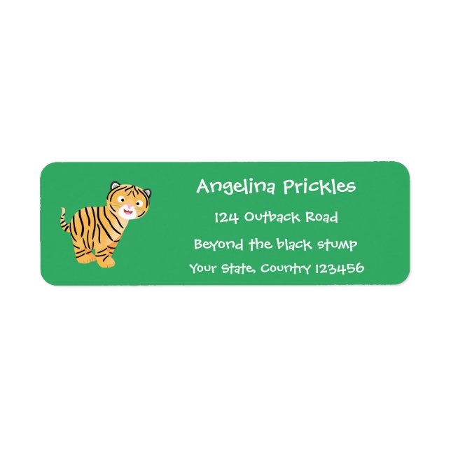 Etiqueta Bicho de tigre feliz e bonito (Frente)