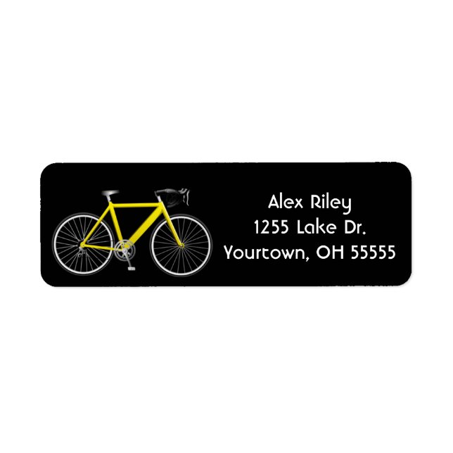Etiqueta bicicleta amarela no rótulo preto (Frente)