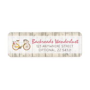 Etiqueta Bicicleta Vintage Shabby Chic Endereço de Devoluçã