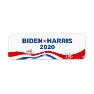 Etiqueta Biden Harris 2020 text e USA flag