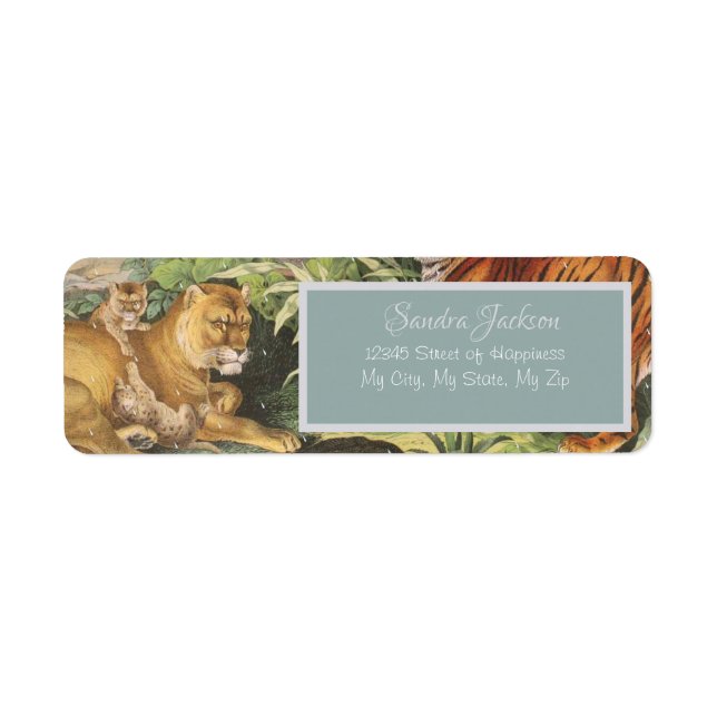 Etiqueta Big Cats Lion Tiger etc, selva sem sexo Bab (Frente)