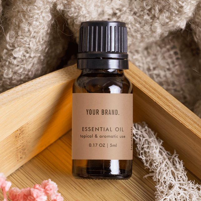 Etiqueta Bigão Neutro Frasco de Garrafa Essencial de Óleo (Neutral Beige Essential Oil Dropper Bottle Wrapper Label)