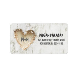 Etiqueta Birch Tree Heart Rustic