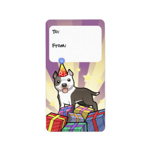 Etiqueta Birthday Pitbull / American Staffordshire Terrier