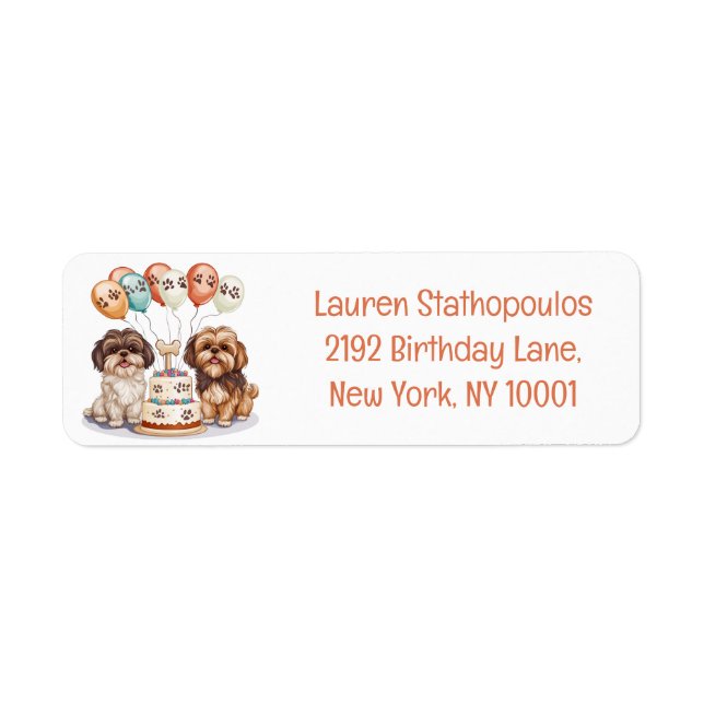 Etiqueta Birthday Shih Tzu Dogs Birthday Cake (Frente)