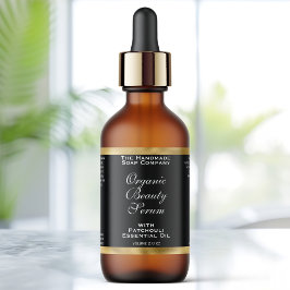 Etiqueta Black and Gold Cosmetics Dropper Bottle Label
