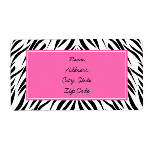 Etiqueta Black and White and Hot Pink Zebra Print