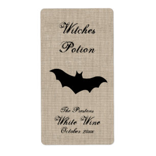 Etiqueta Black Bat on Burlap Witts Potion Wine Label