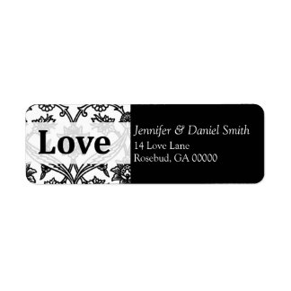 Etiqueta Black Damask Love Address Labs