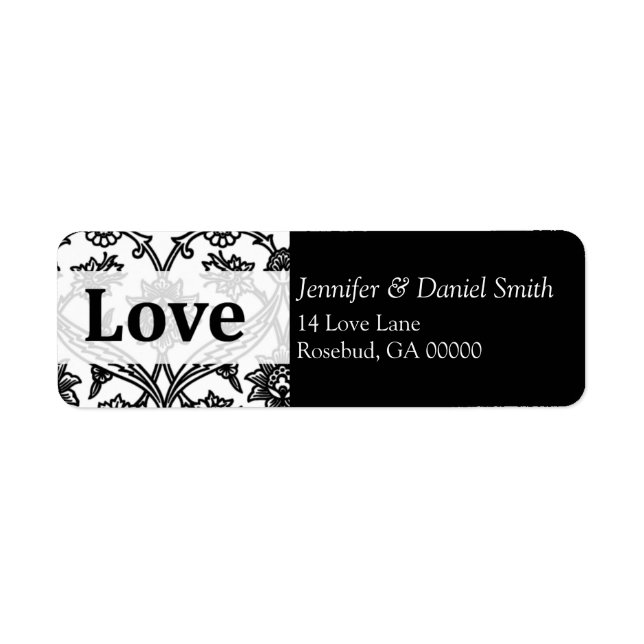 Etiqueta Black Damask Love Address Labs (Frente)