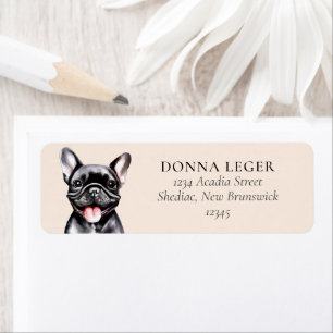 Etiqueta Black French Bulldog Dog Personalize Address (Ende