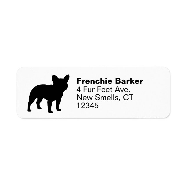 Etiqueta Black French Bulldog Silhouette Frenchie Dog (Frente)