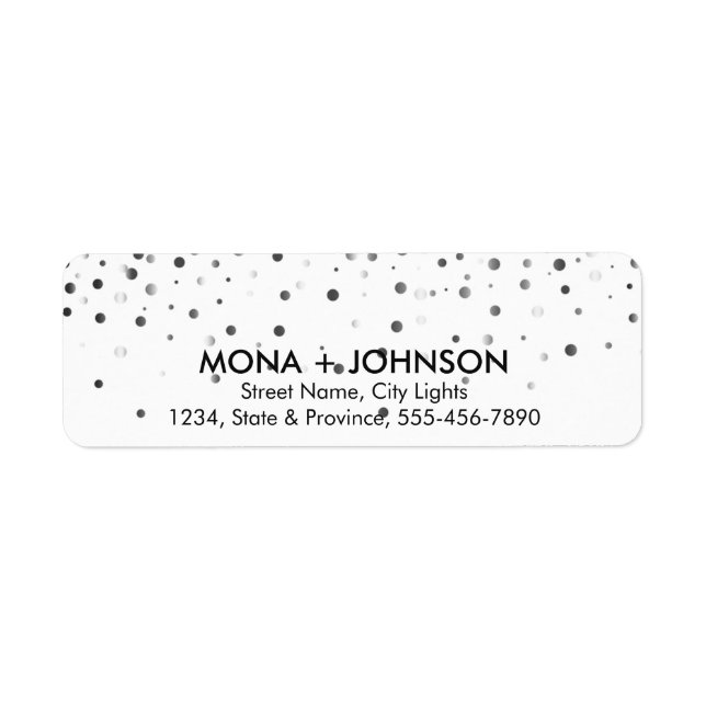 Etiqueta Black Glitter Sparkle Confetti Dots Modern (Frente)