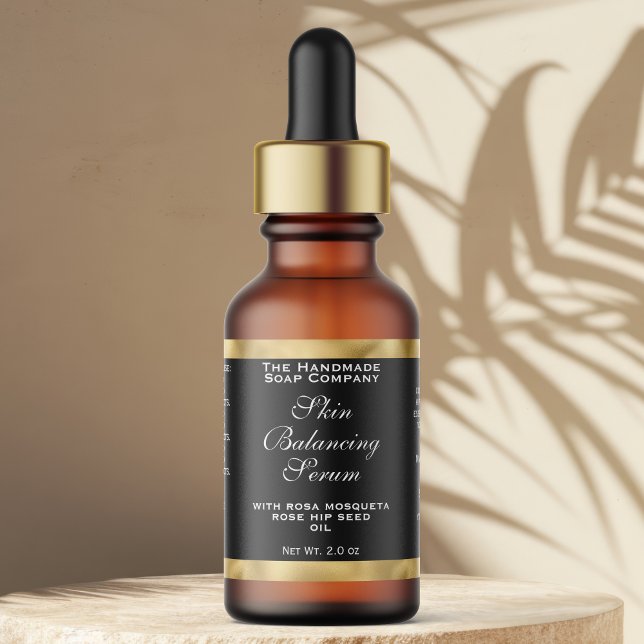 Etiqueta Black & Gold Cosmetics Small Dropper Bottle Label  (Criador carregado)
