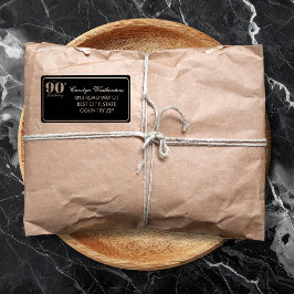 Etiqueta Black & Gold Glittery Number 90th Birthday Address