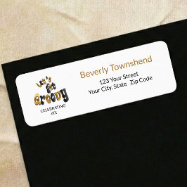 Etiqueta Black Gold Groovy 60th Birthday Return Address