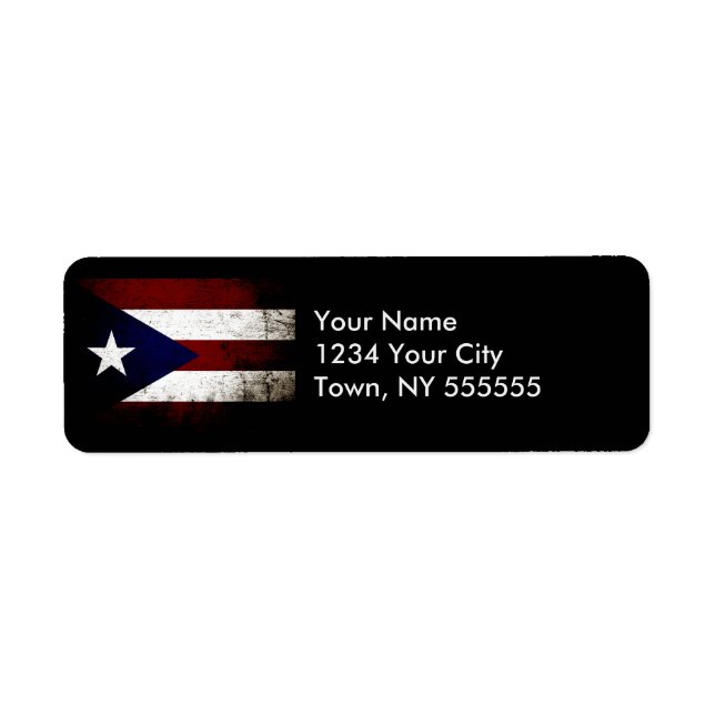 Etiqueta Black Grunge Puerto Rico Flag (Frente)