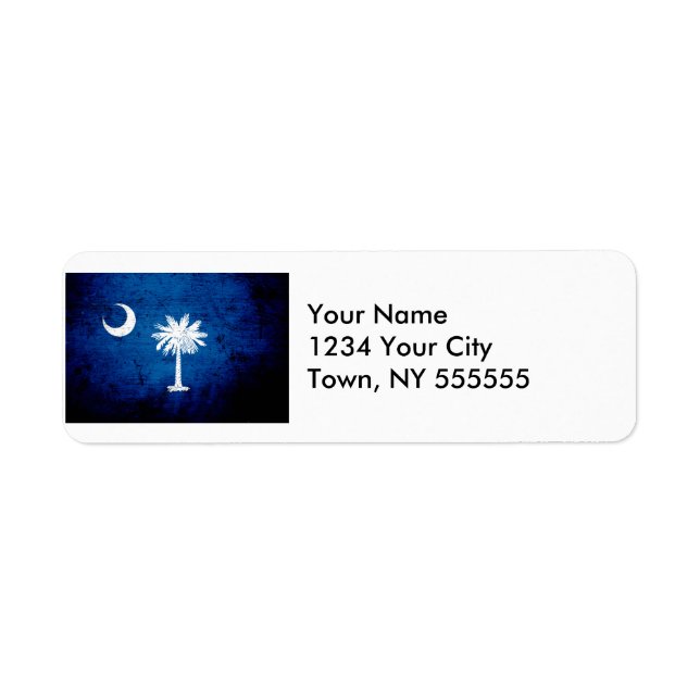 Etiqueta Black Grunge State Flag na Carolina do Sul (Frente)