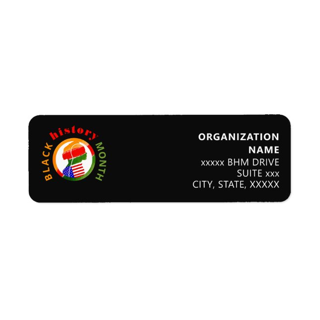 Etiqueta Black History Month Centennial Formal Patriotic (Frente)