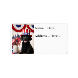 Etiqueta Black Labrador Puppy Patriotic Summer Party