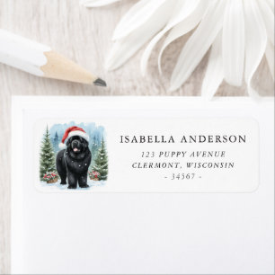 Etiqueta Black Newland Dog Winter Watercolor Address