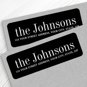 Etiqueta Black or any color family name return address