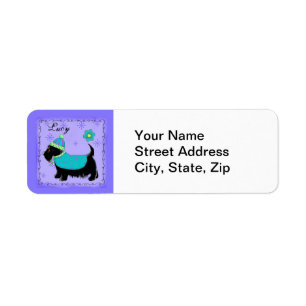 Etiqueta Black Scottie Terrier Dog Name Personalize Purple