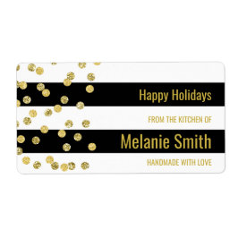 Etiqueta Black Stripes Dourado Confetti Baking Labels