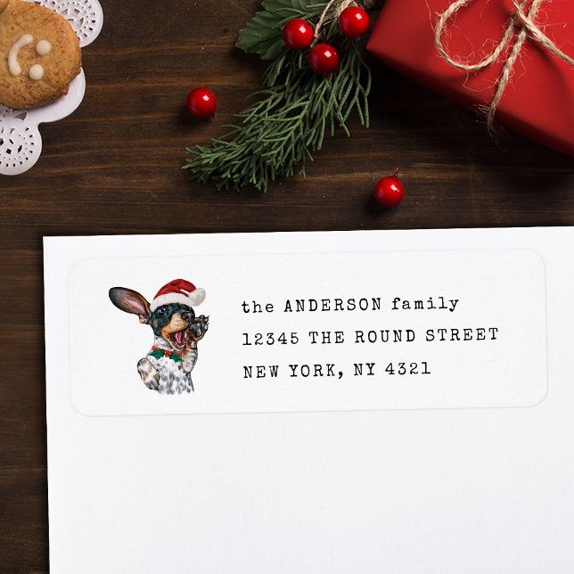 Etiqueta Black Tan Piebald Dachshund Dog Endereço de devolu (Criador carregado)