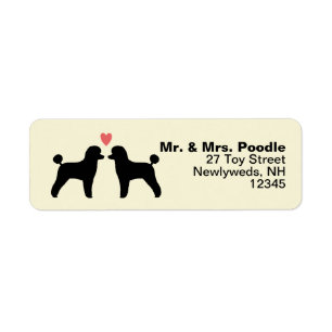 Etiqueta Black Toy Poodle Silhuettes com Endereço de Cora
