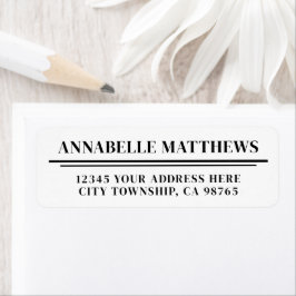 Etiqueta Black White Minimalist Return Address