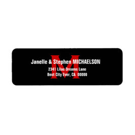 Etiqueta Black White Red Modern Monograma Ver 3 S306