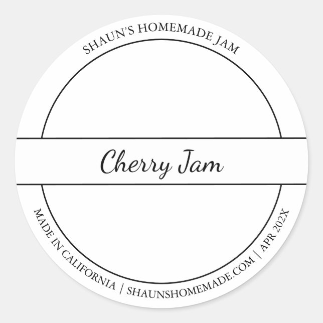 Etiqueta Black & White Sketch Cherry Jam (Frente)