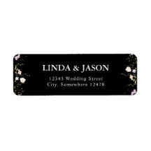 Black & White Wildflower Endereço de Devolução de