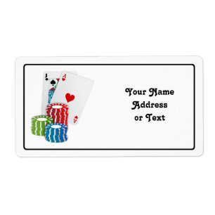 Etiqueta Blackjack com Chips Poker