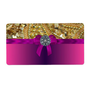 Etiqueta Bling & magenta do ouro