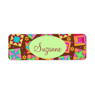 Etiqueta Blocos de Arte Quilada de Corante Castanho de Choc