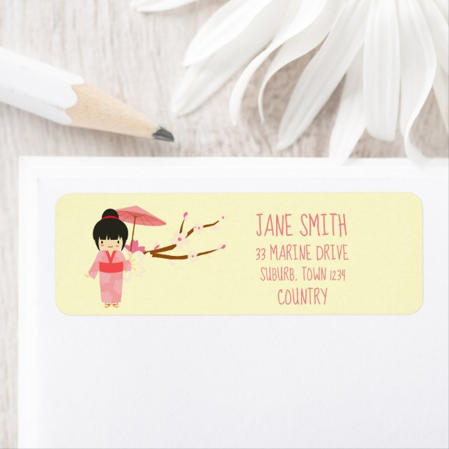 Etiqueta Blossom Geisha, uma cereja rosa-branca (Insitu)