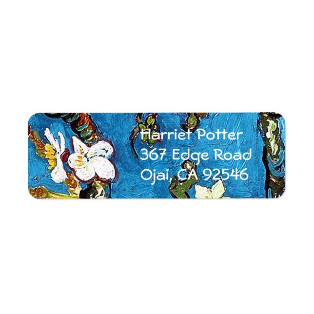 Etiqueta Blossoming Almond Tree Van Gogh Fine Art (Frente)