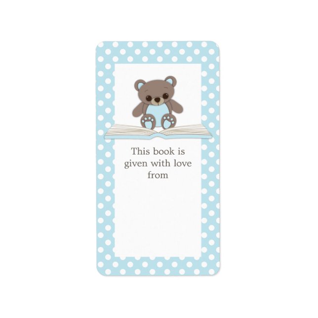 Etiqueta Blue Baby Teddy Bear no Livro Gift Bookplate Label (Frente)