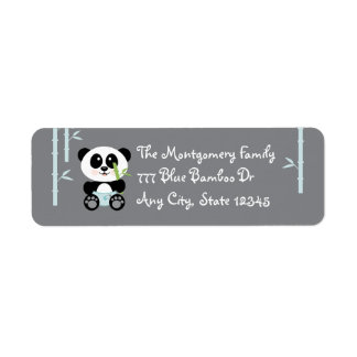 Etiqueta Blue Bamboo Baby Panda in Fralda Address Stickers