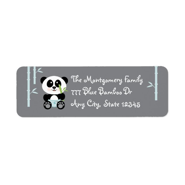 Etiqueta Blue Bamboo Baby Panda in Fralda Address Stickers (Frente)
