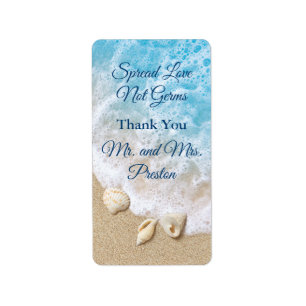 Etiqueta Blue Beach Waves Spread Love Hand Sanitizer Alto