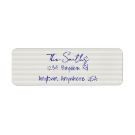 Etiqueta Blue Beige Stripe Coastal Christmas Return Address