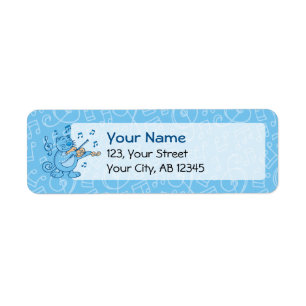Etiqueta Blue Cat with Violin Label