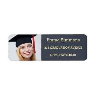 Etiqueta Blue Chalkboard background Graduation Photo